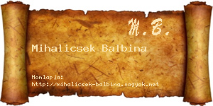 Mihalicsek Balbina névjegykártya